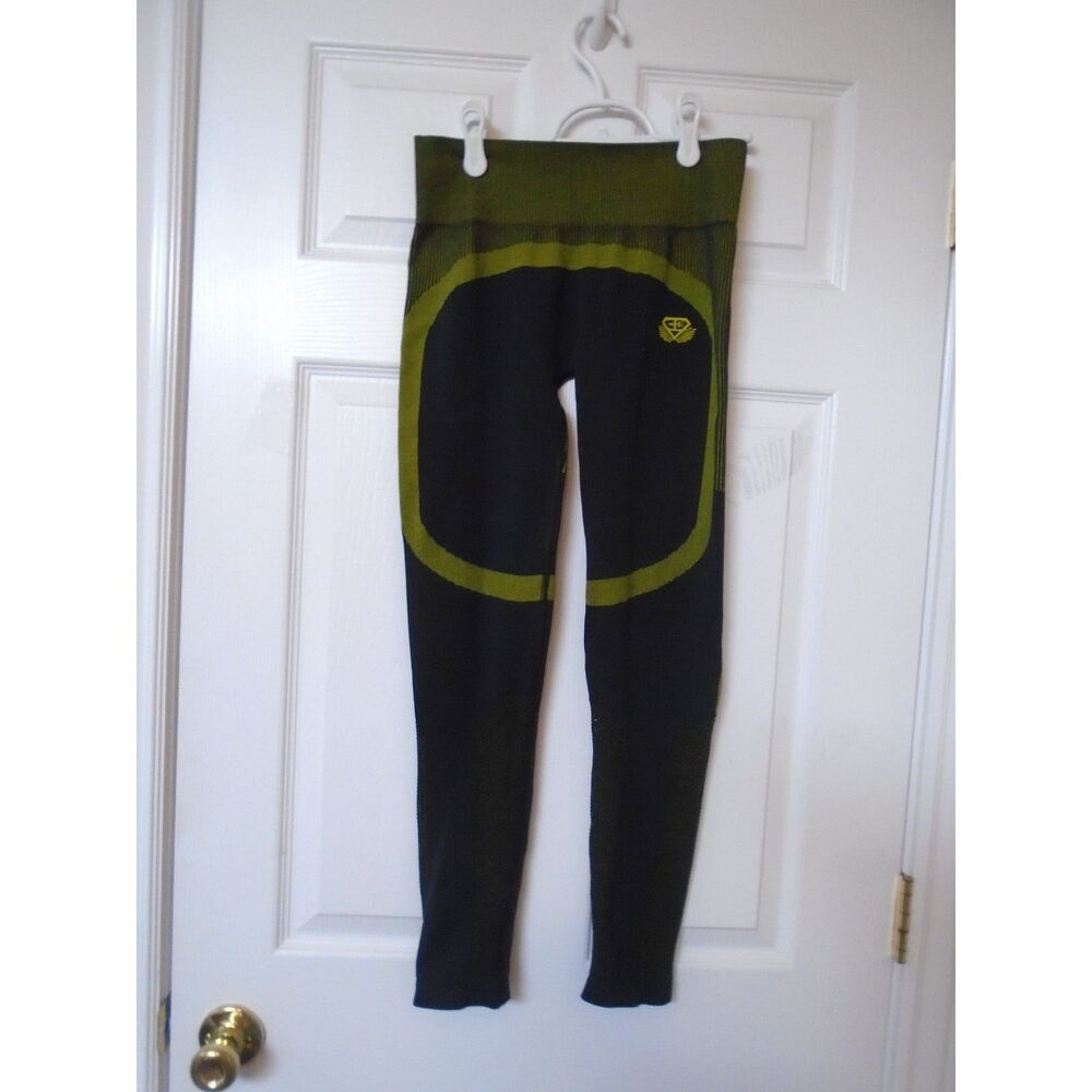 Engineered life black & Lime Green leggings new size Medium appr